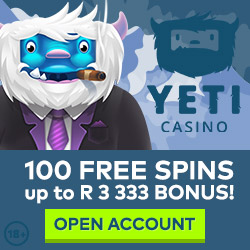 Yeti Online Casino 100 Free Spins for South Africa